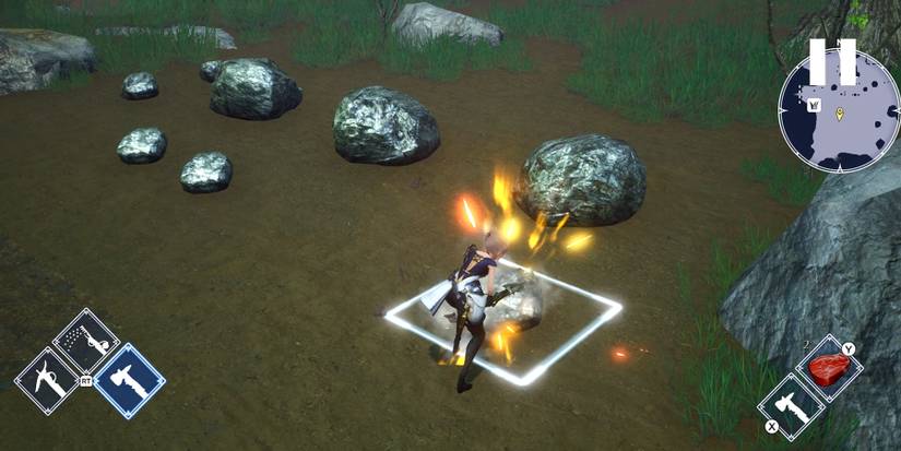 traveler using the hammer in harvestella