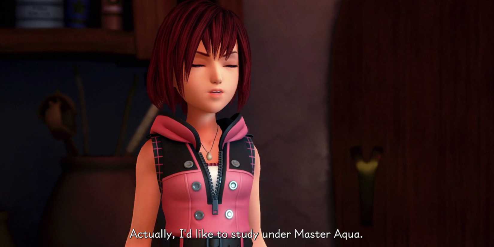 Kairi asks to study under Master Aqua in Kingdom Hearts Melody of Memory