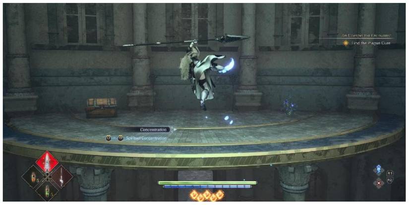 the Valkyrie jumping with her weapon in Valkyrie Elysium