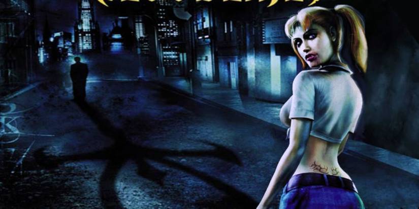 the cover art for the pc version of Vampire The Masquerade Bloodlines, depicting one NPC walking at night