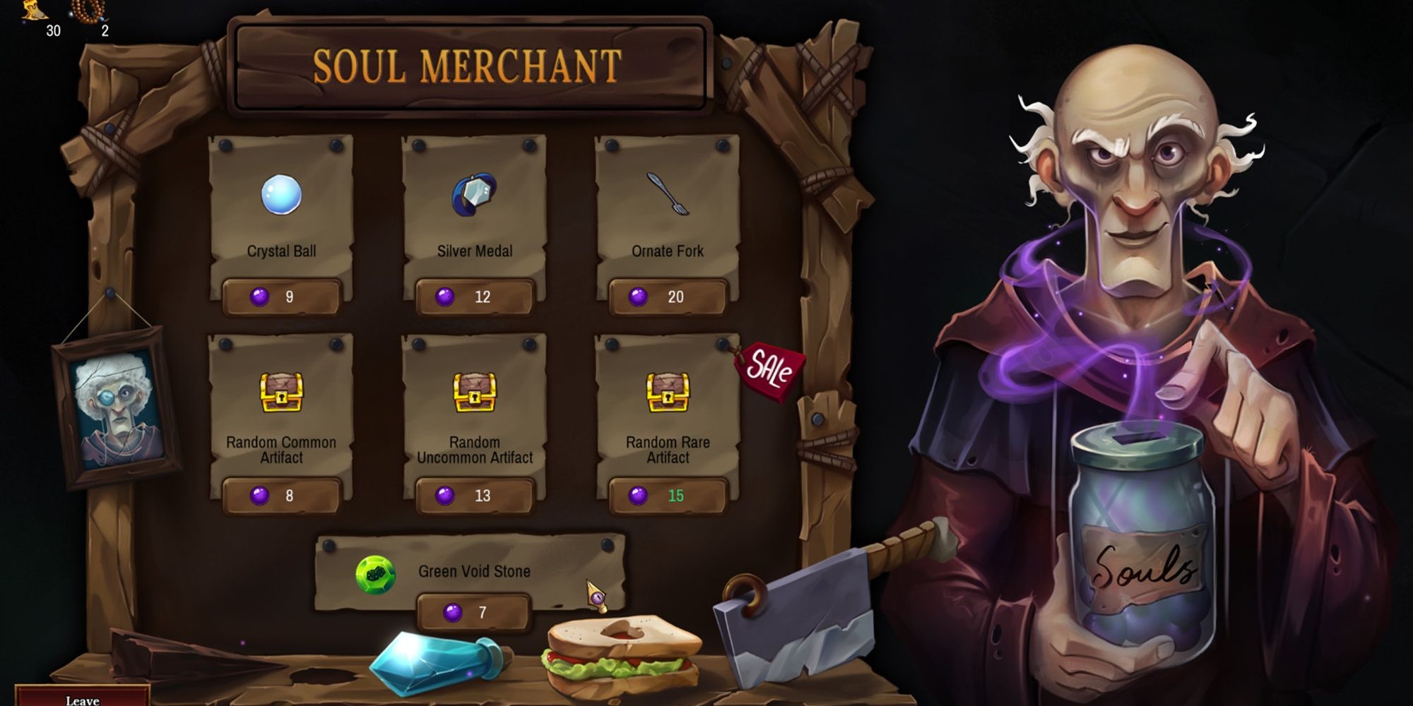 Vault of the Void soul merchant selling game items