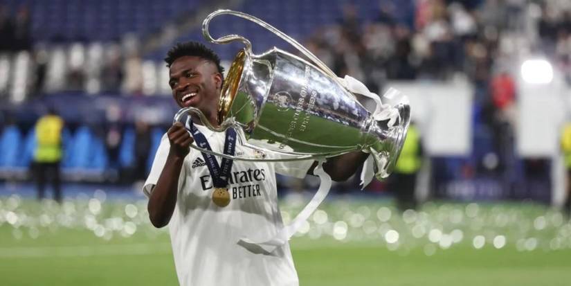 Vinicius Juniour Lifts Champions League Trophy