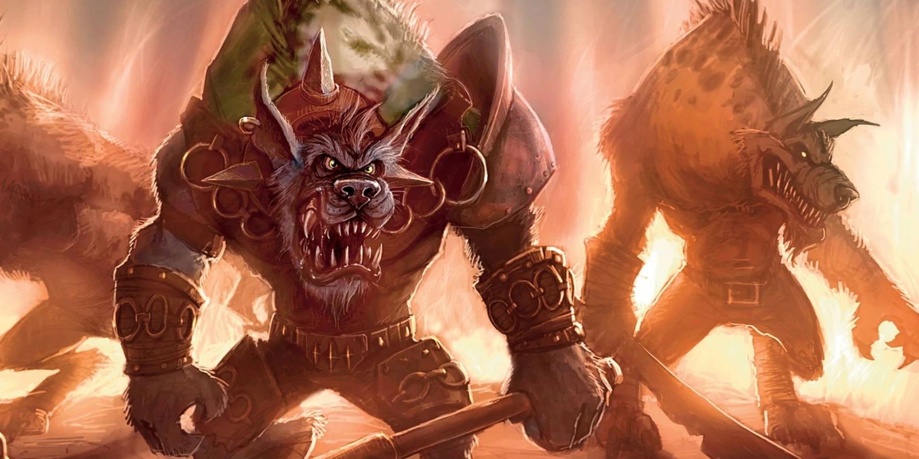 World of Warcraft's Hogger flanked by two gnoll guards