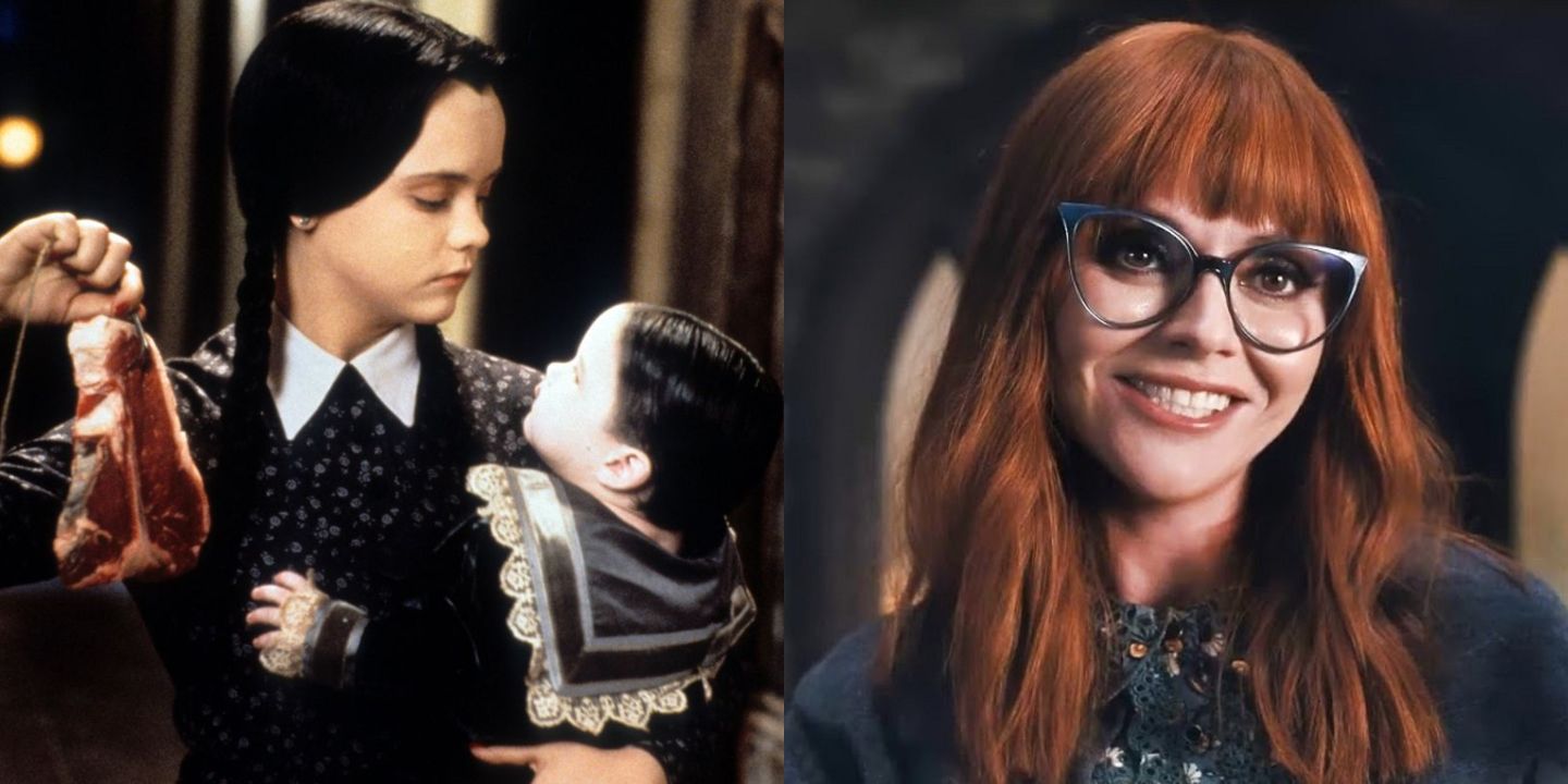 Christina Ricci as Wednesday in the 1993 Addams Family Values and Ricci again as Ms Thornhill in Wednesday 2022