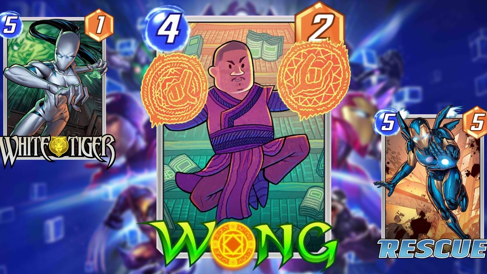 wong, rescue, and white tiger in marvel snap