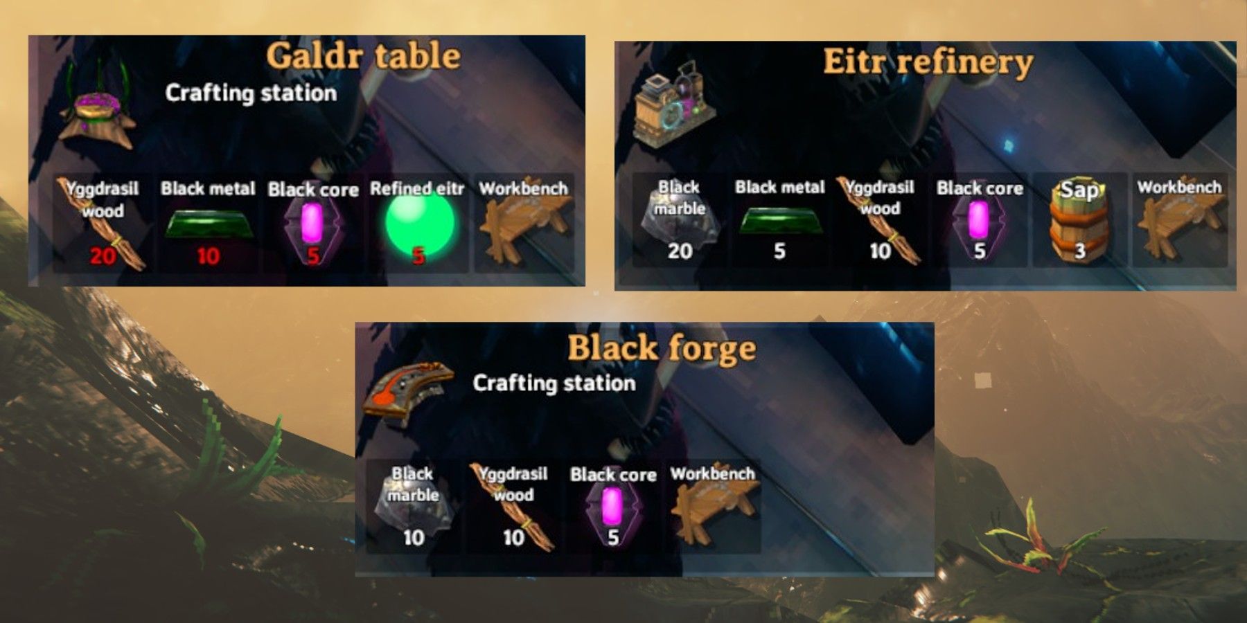 work stations in mistlands of valheim