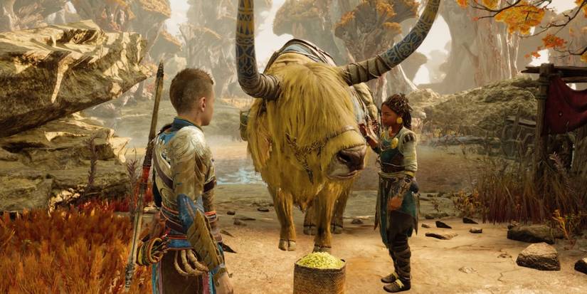 Atreus, Jalla, and Angrboda in God of War Ragnarok