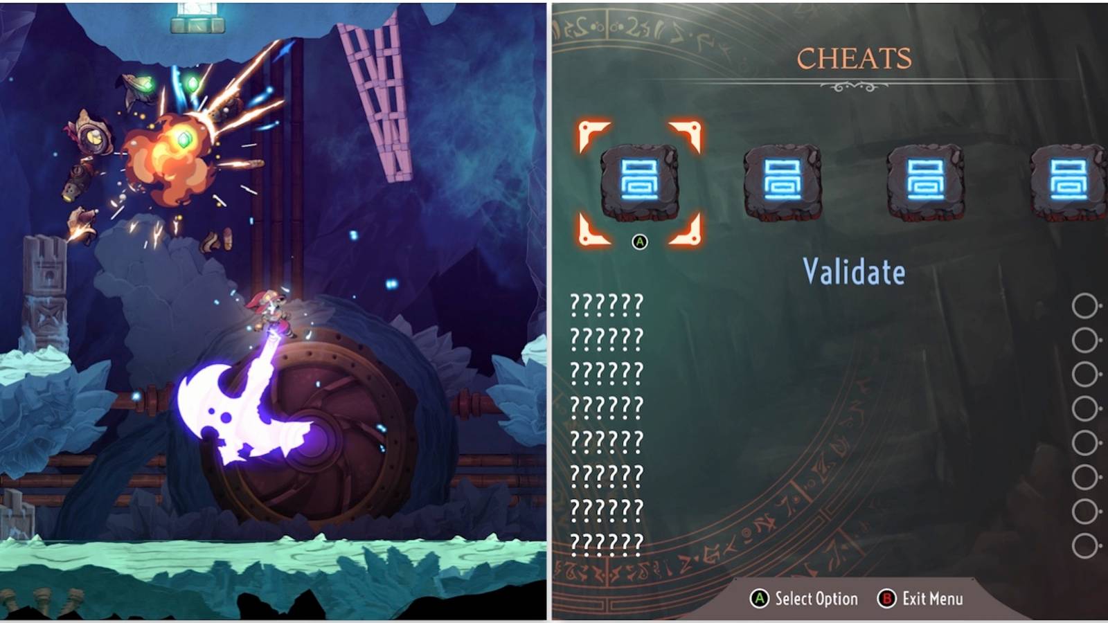 Fighting enemies and the cheat menu in The Knight Witch