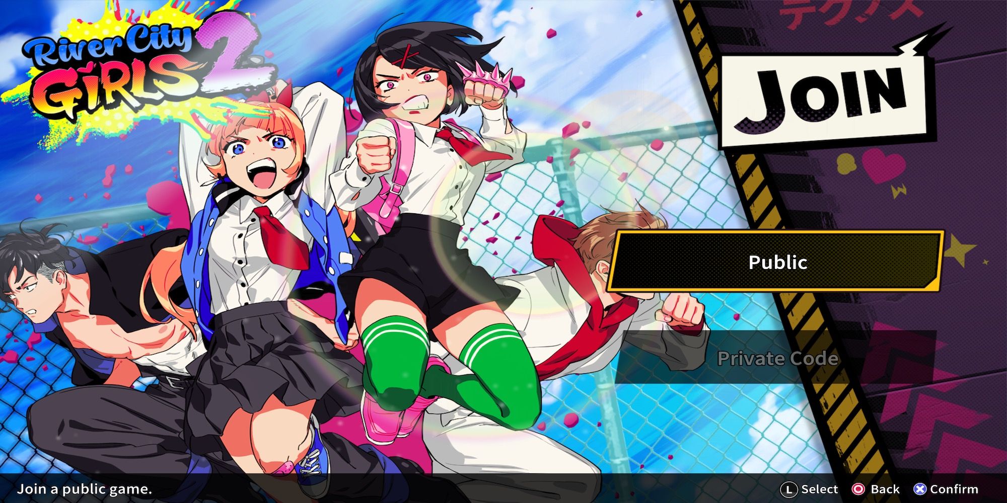 The multiplayer screen in River City Girls 2