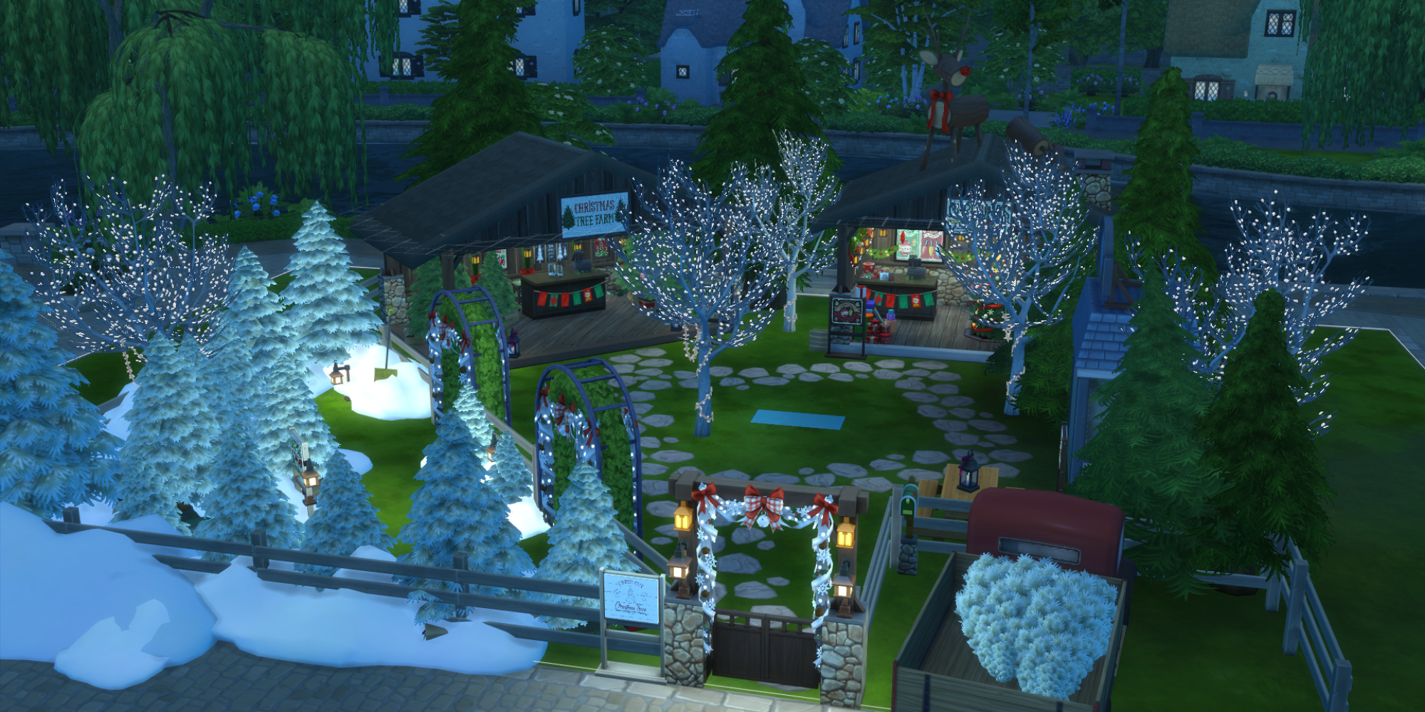 A Christmas Tree farm in The Sims 4