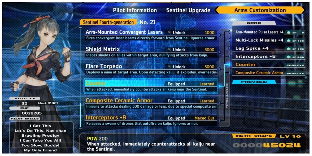 Counter selection screen in 13 Sentinels: Aegis Rim