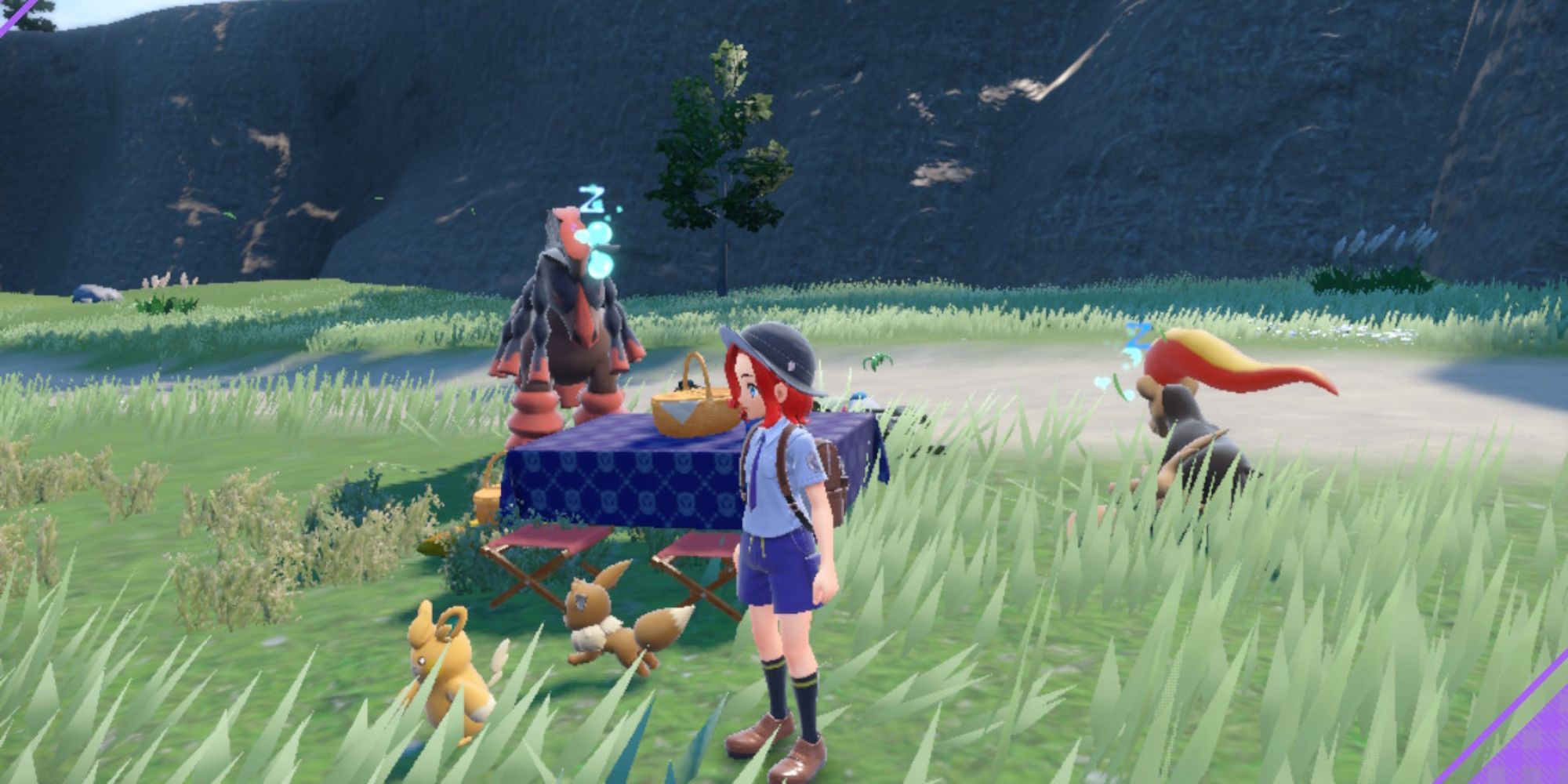Pokemon having a picnic near the entrance of Mesagoza, Pokemon Scarlet & Violet