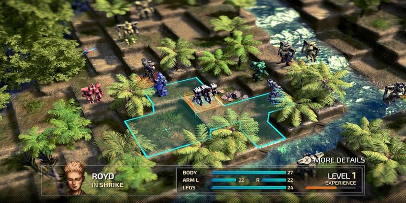 Fighting a battle in Front Mission 1st Remake