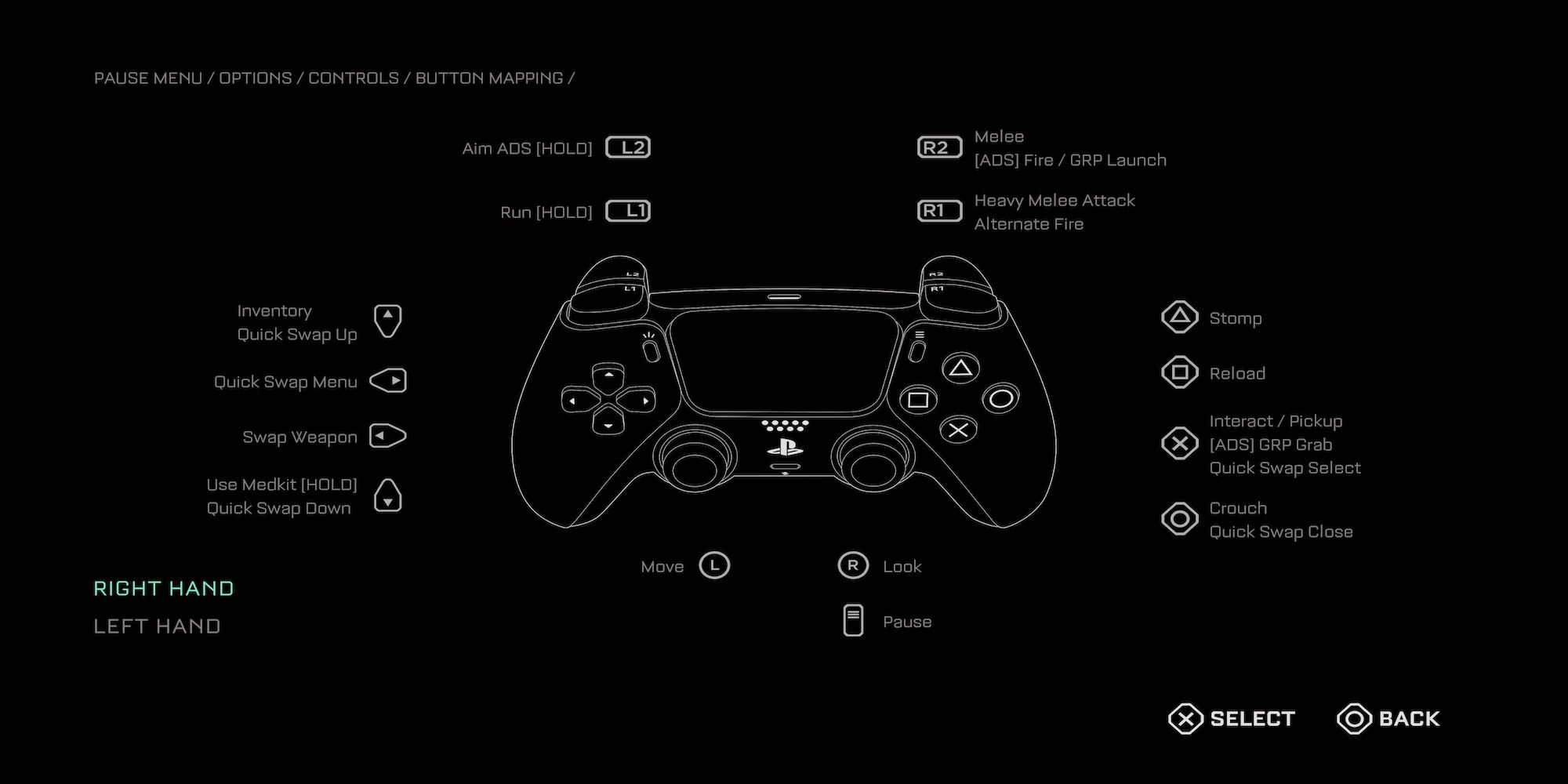 The options menu in The Callisto Protocol