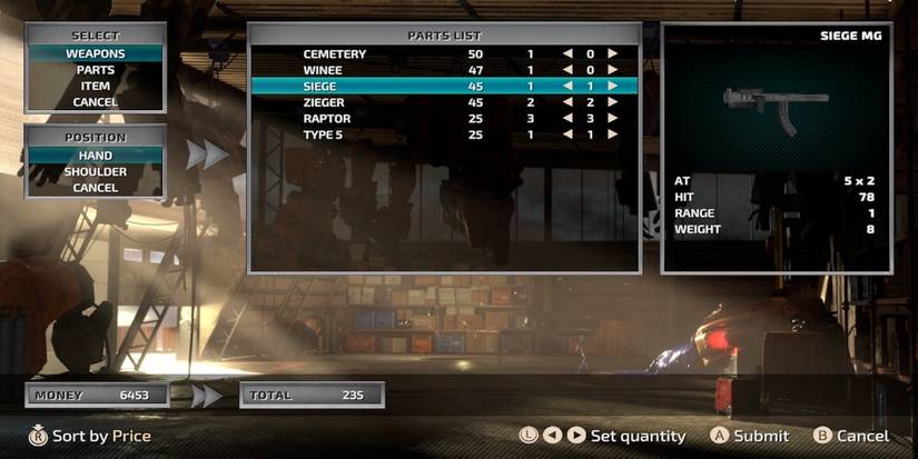 The shop menu in Front Mission 1st Remake