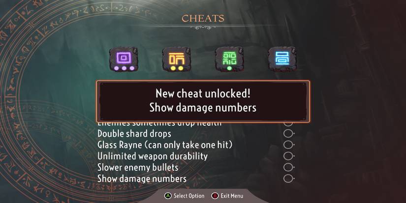 Unlocking the Show Damage Numbers cheat in The Knight Witch