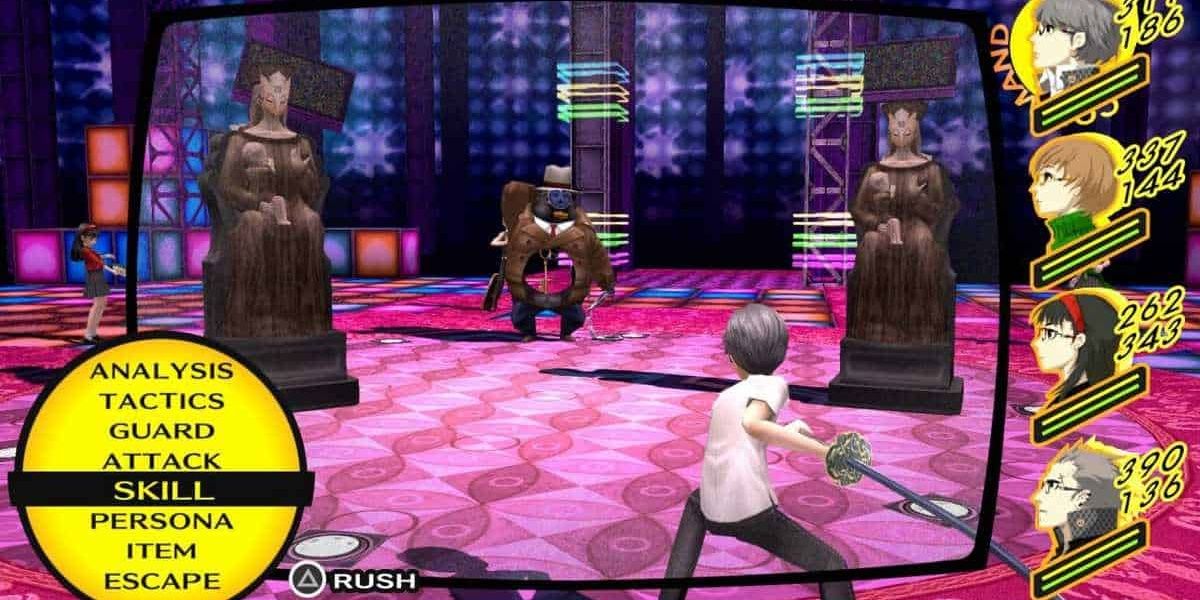 A battle in Persona 4 Golden