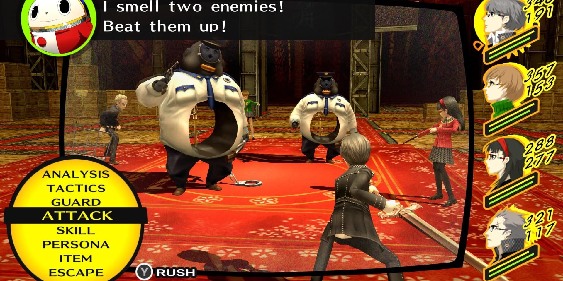 A fight in Persona 4 Golden