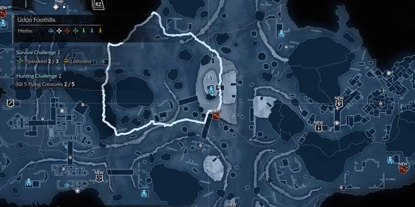 A map with Quests in Shadow of Mordor