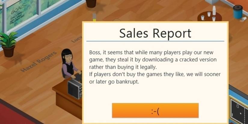 A sales report in Game Dev Tycoon