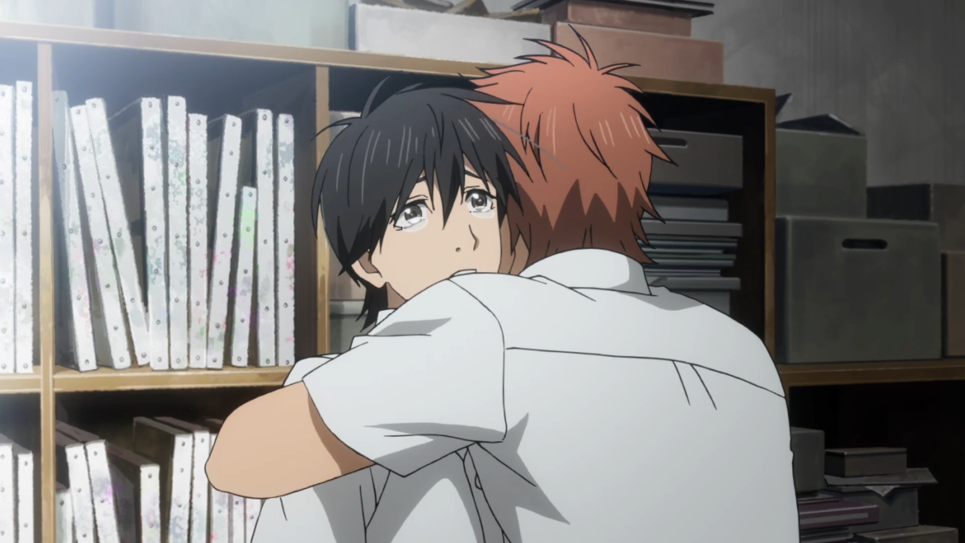 Kakeru and Suwa Hugging