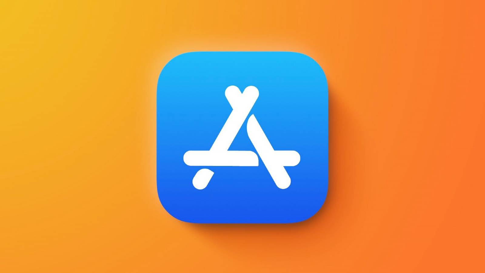 Apple App Store logo on orange background
