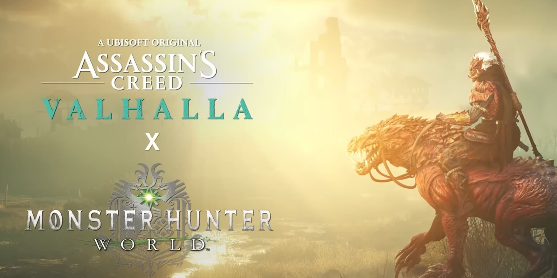 assassin's creed valhalla monster hunter world key visual