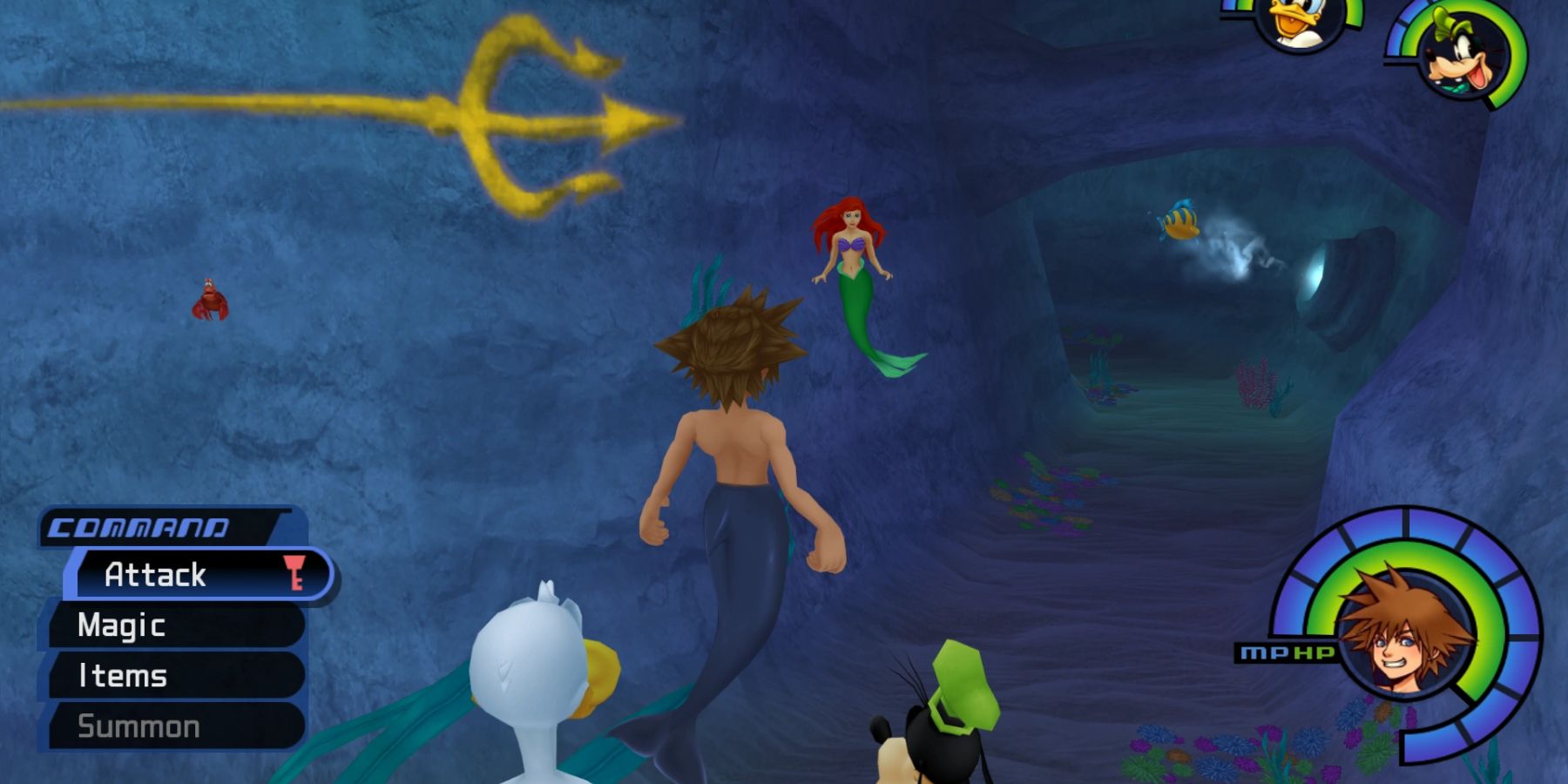 Sora and Ariel in Atlantica in Kingdom Hearts 1