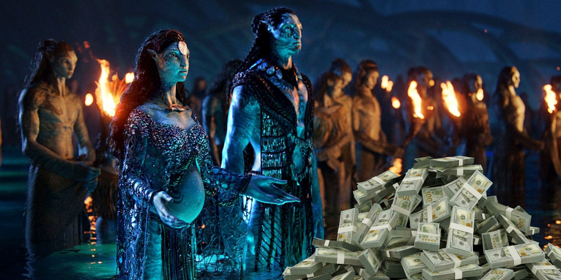 Avatar: The Way of Water tribe with pile of cash money