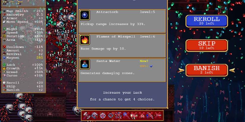 Banishing Weapons when leveling-up in Vampire Survivors