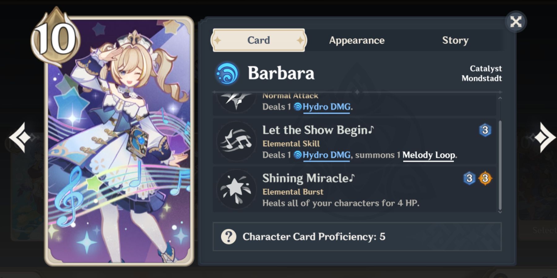 Barbara card in genshin impact