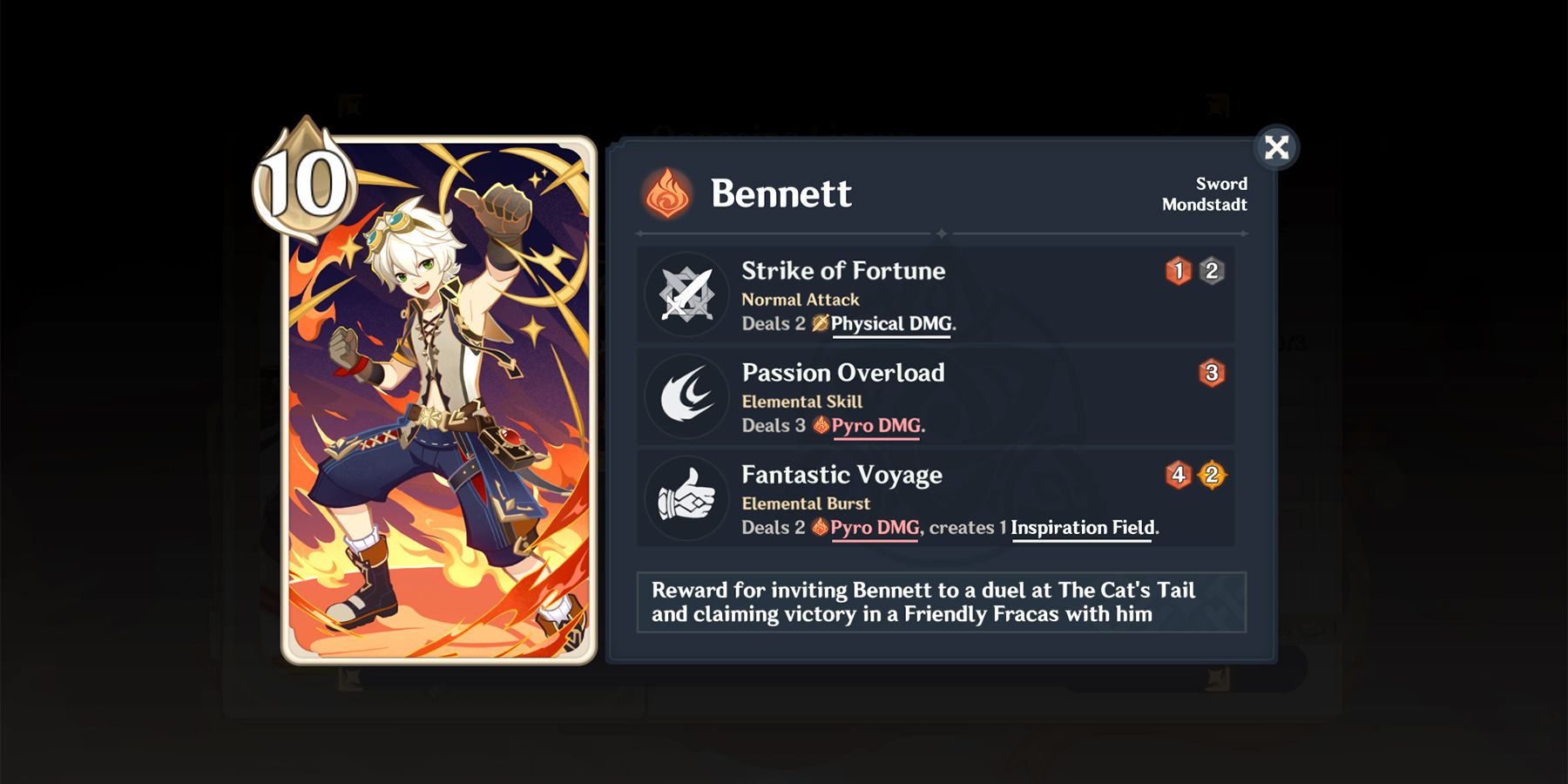 bennett in genshin impact tcg