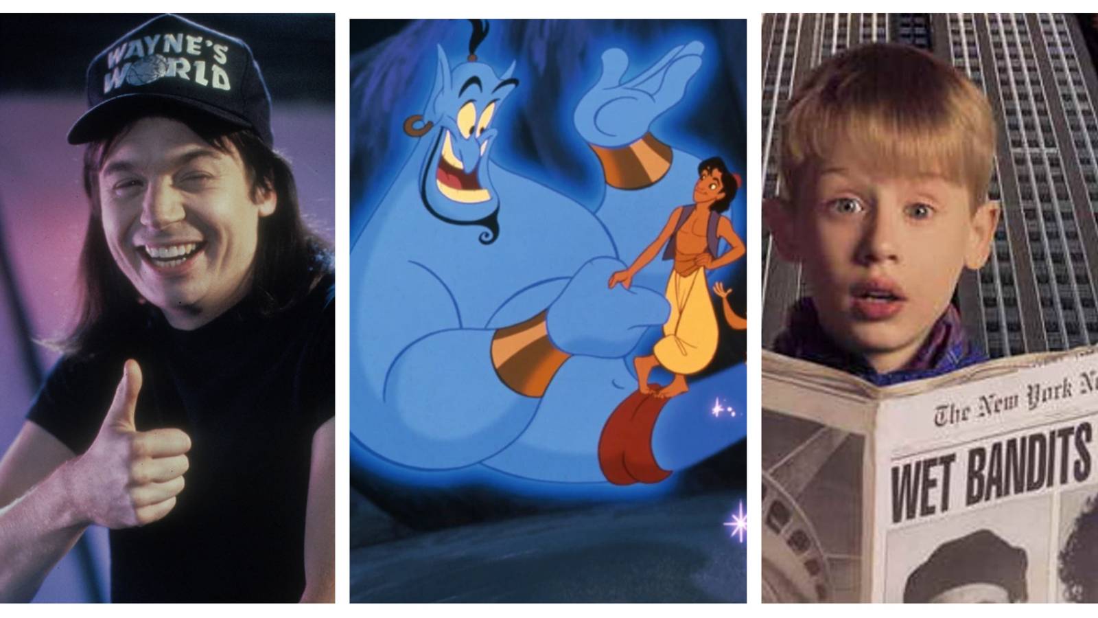 wayne's world, disney's aladdin, home alone 2