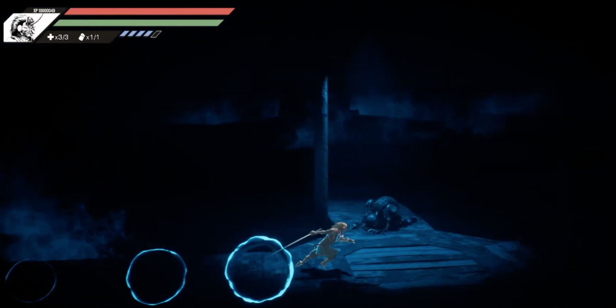 The player walks in the dark while exploring the map
