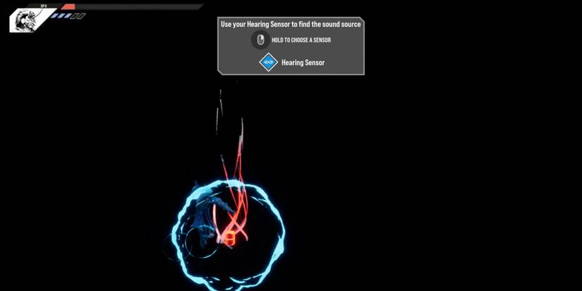 Player uses hearing sensor to find medkits