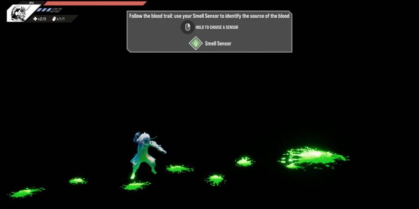 Player uses smell sensor to track blood stains