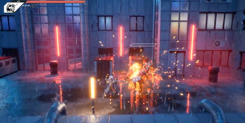 Player slashes through the first boss battle without taking damage