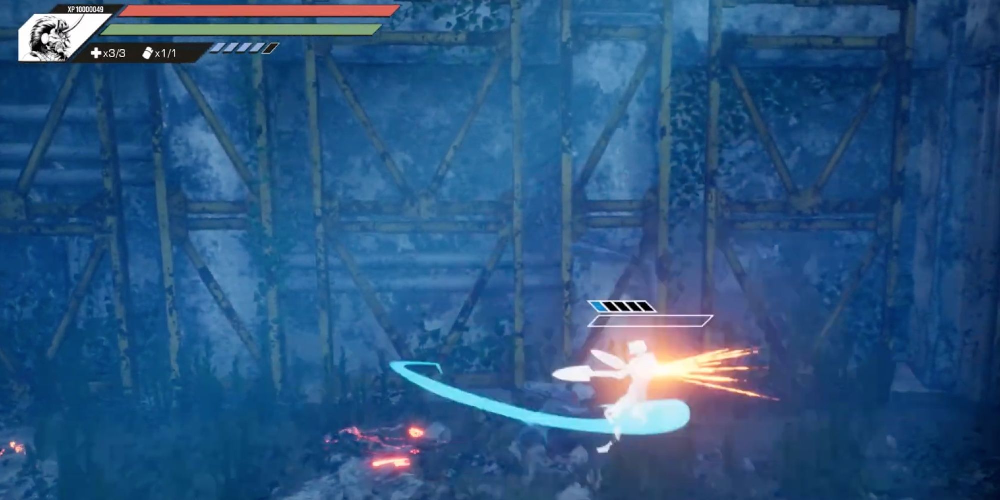 The player uses combos to destroy enemies in the game