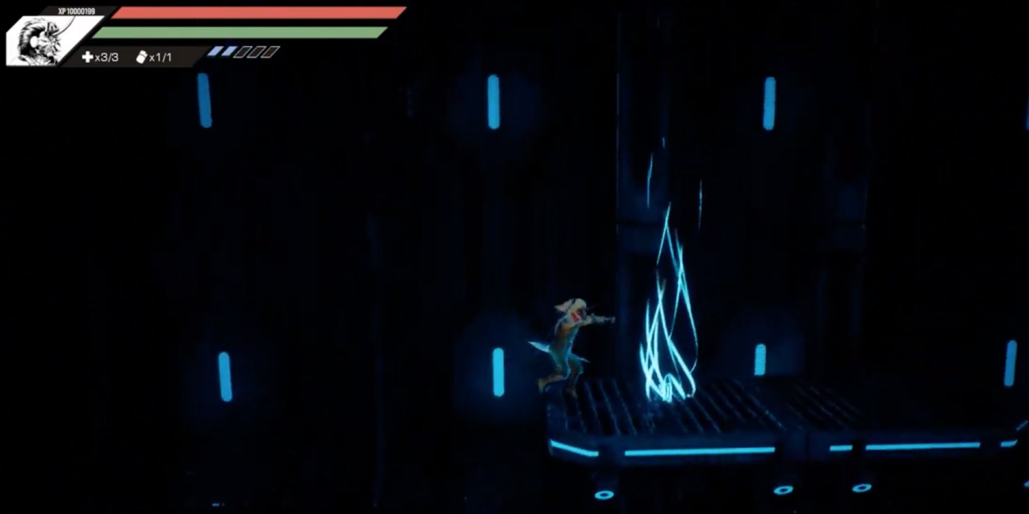 The player uses double jump to collect items in the game