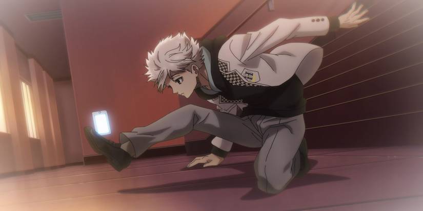 Nagi catching his phone with his foot