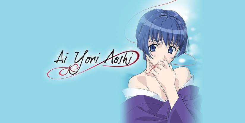 Aoi beside the shows logo