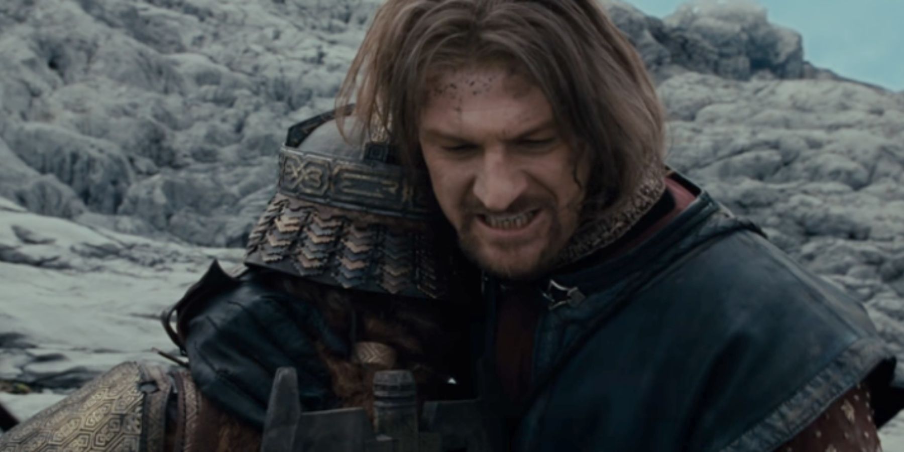 Boromir hugs Gimli