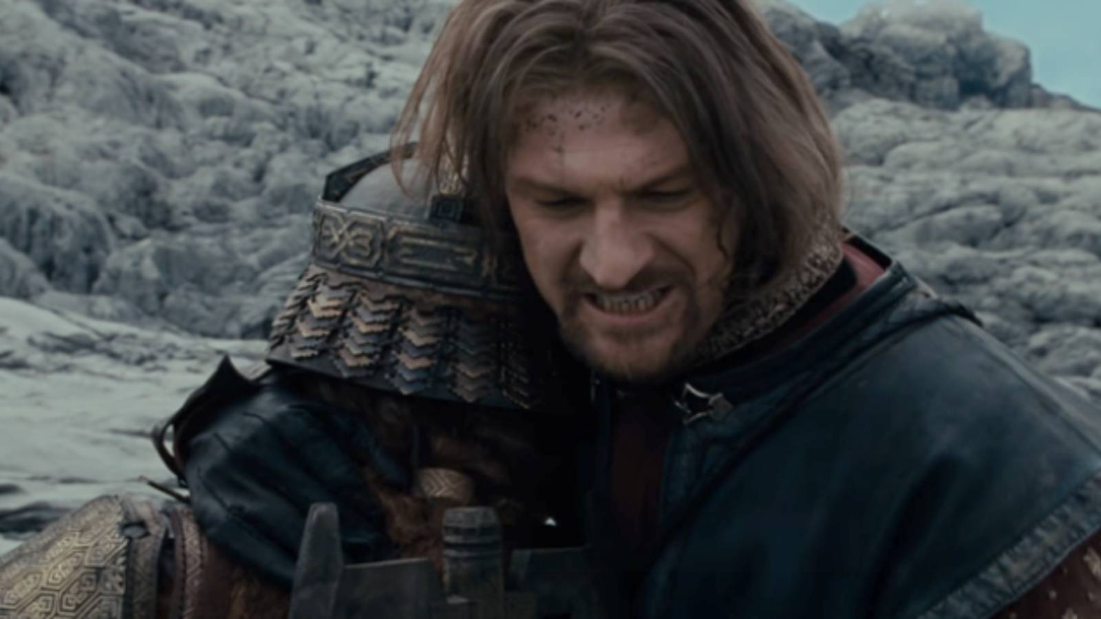 Boromir hugs Gimli