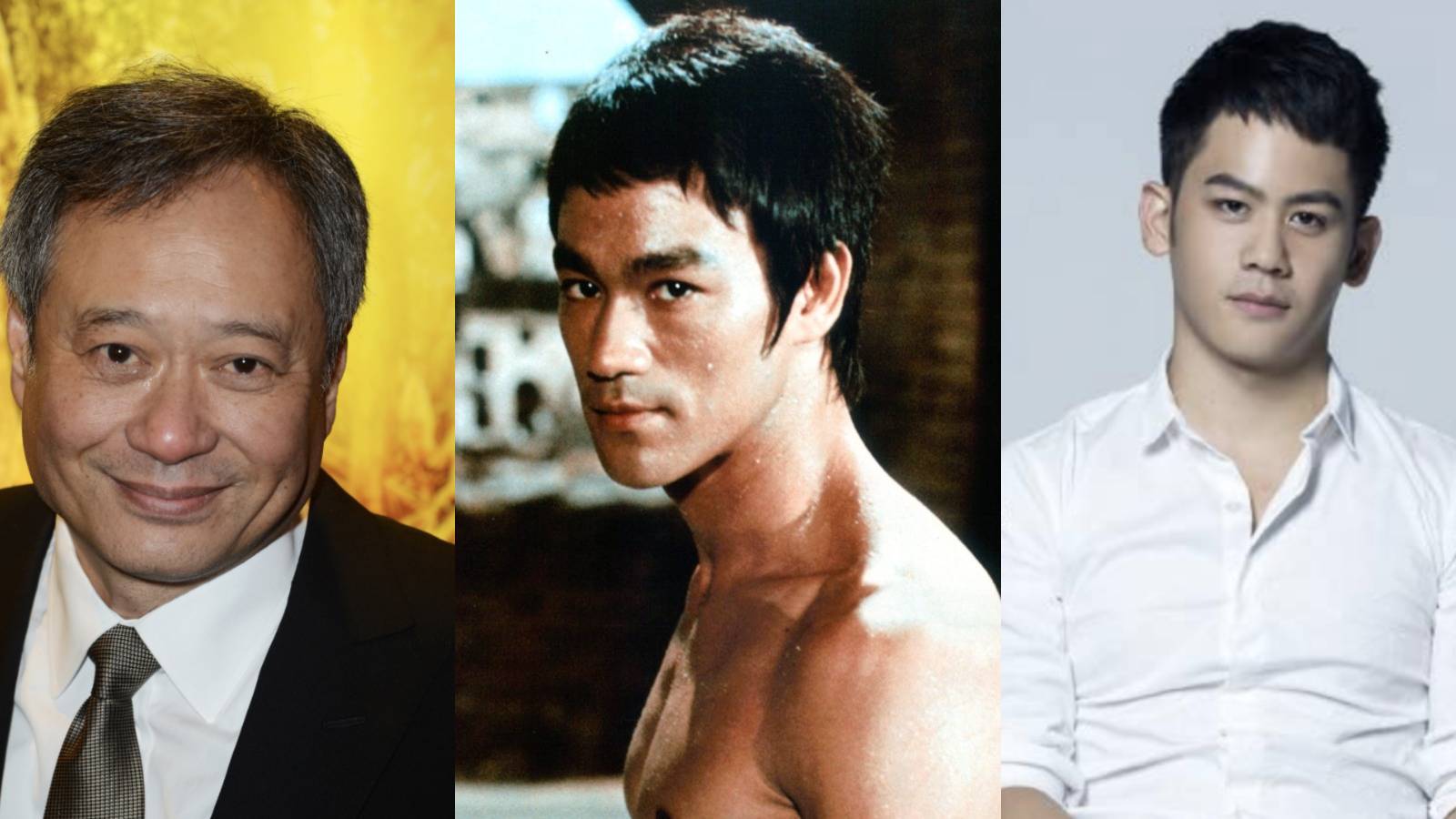 Ang Lee Bruce Lee and Mason Lee split image