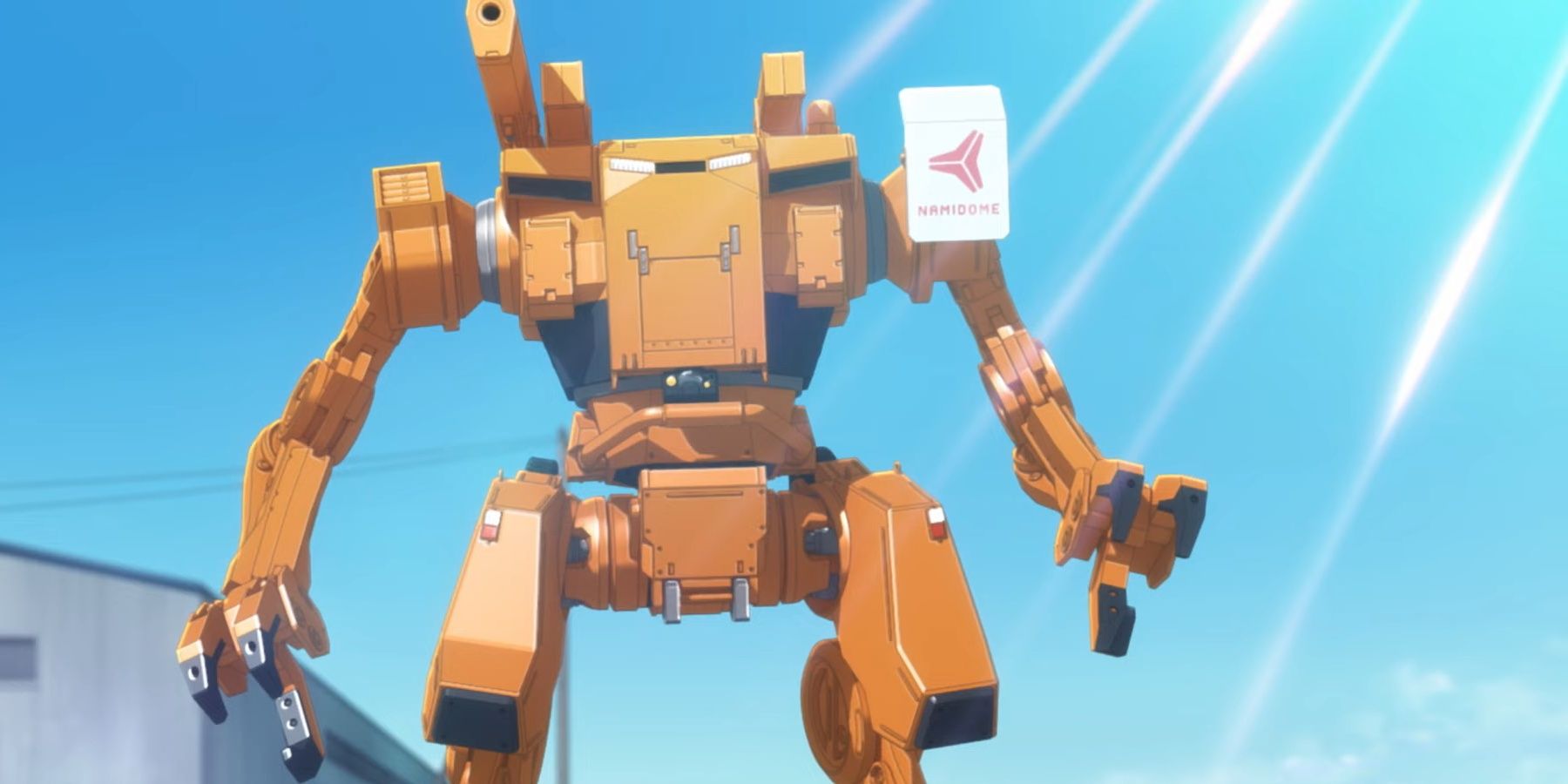 Screenshot of an orange anime mecha
