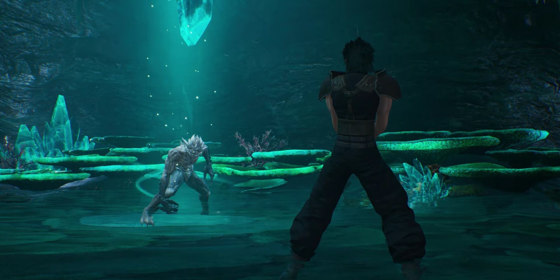 Zack faces a monster in Crisis Core: Final Fantasy 7 Reunion