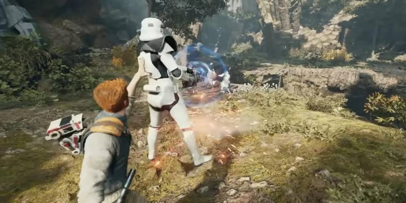 cal kestis making a stormtrooper attack other stormtroopers