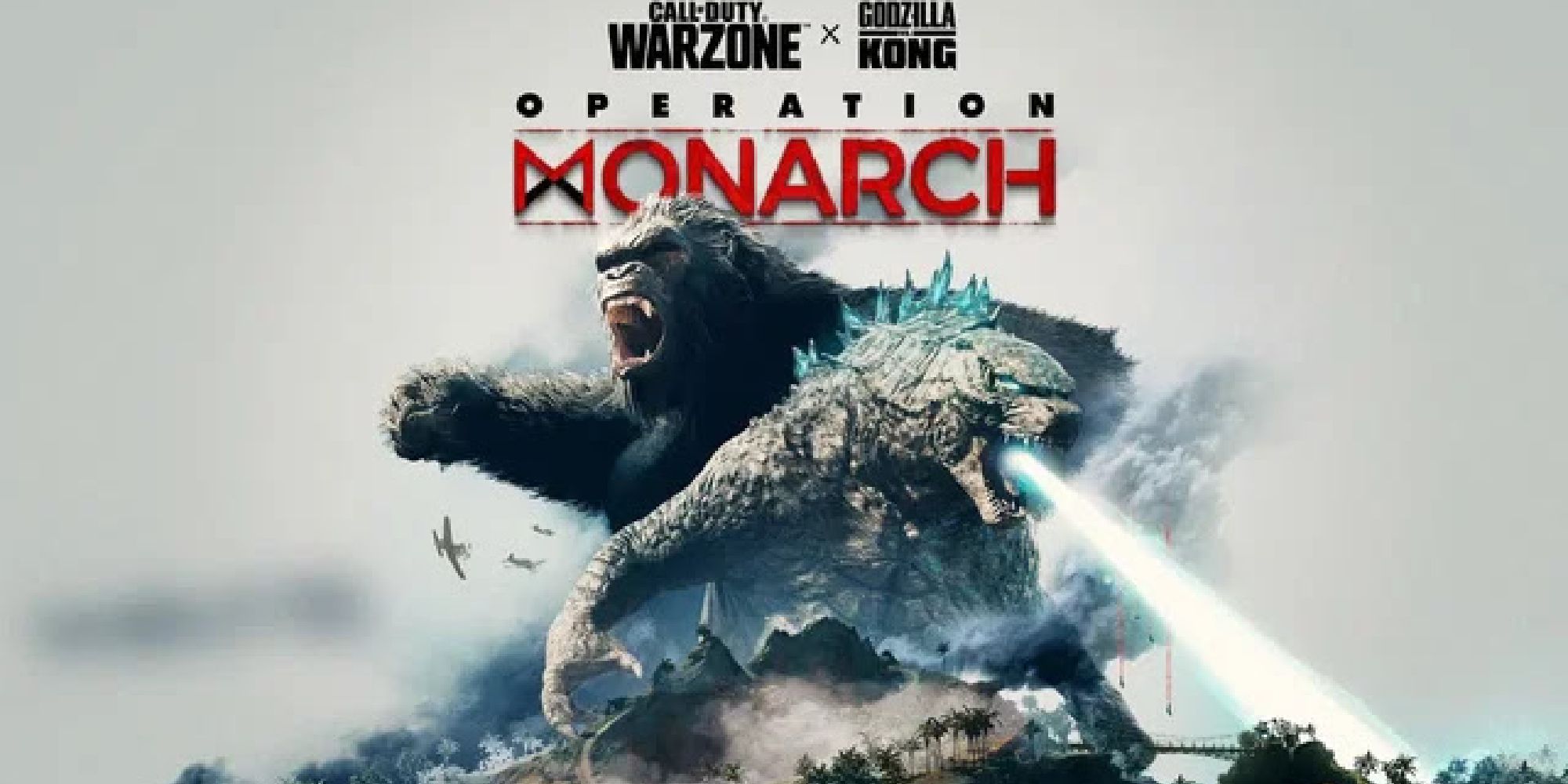 A poster for Operation Monarch showing King Kong and Godzilla 