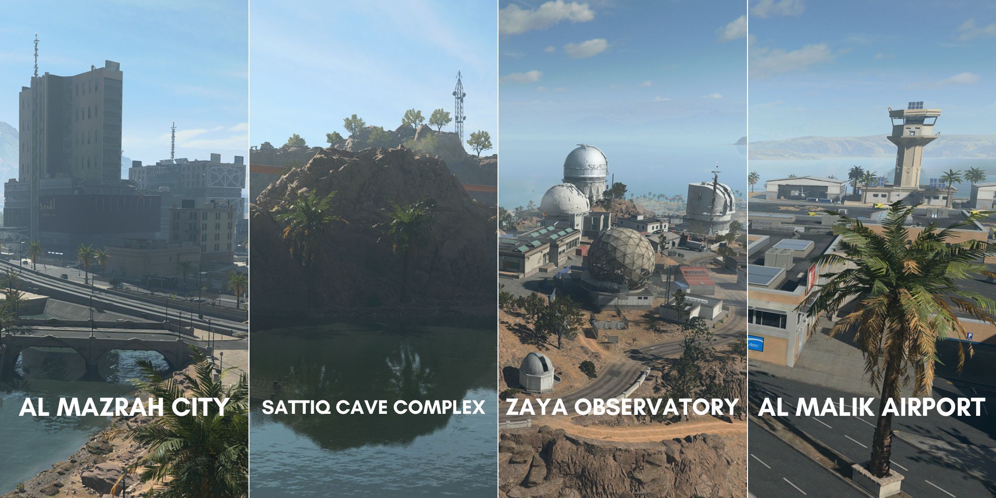 Four of the locations with the best sniping spots in COD Warzone 2.0