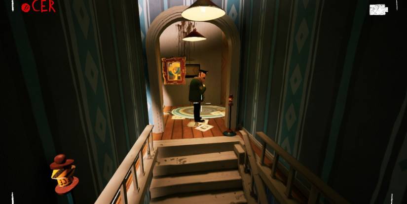 a screenshot form Hello Neighbor 2 depicting a camera shot of a policeman
